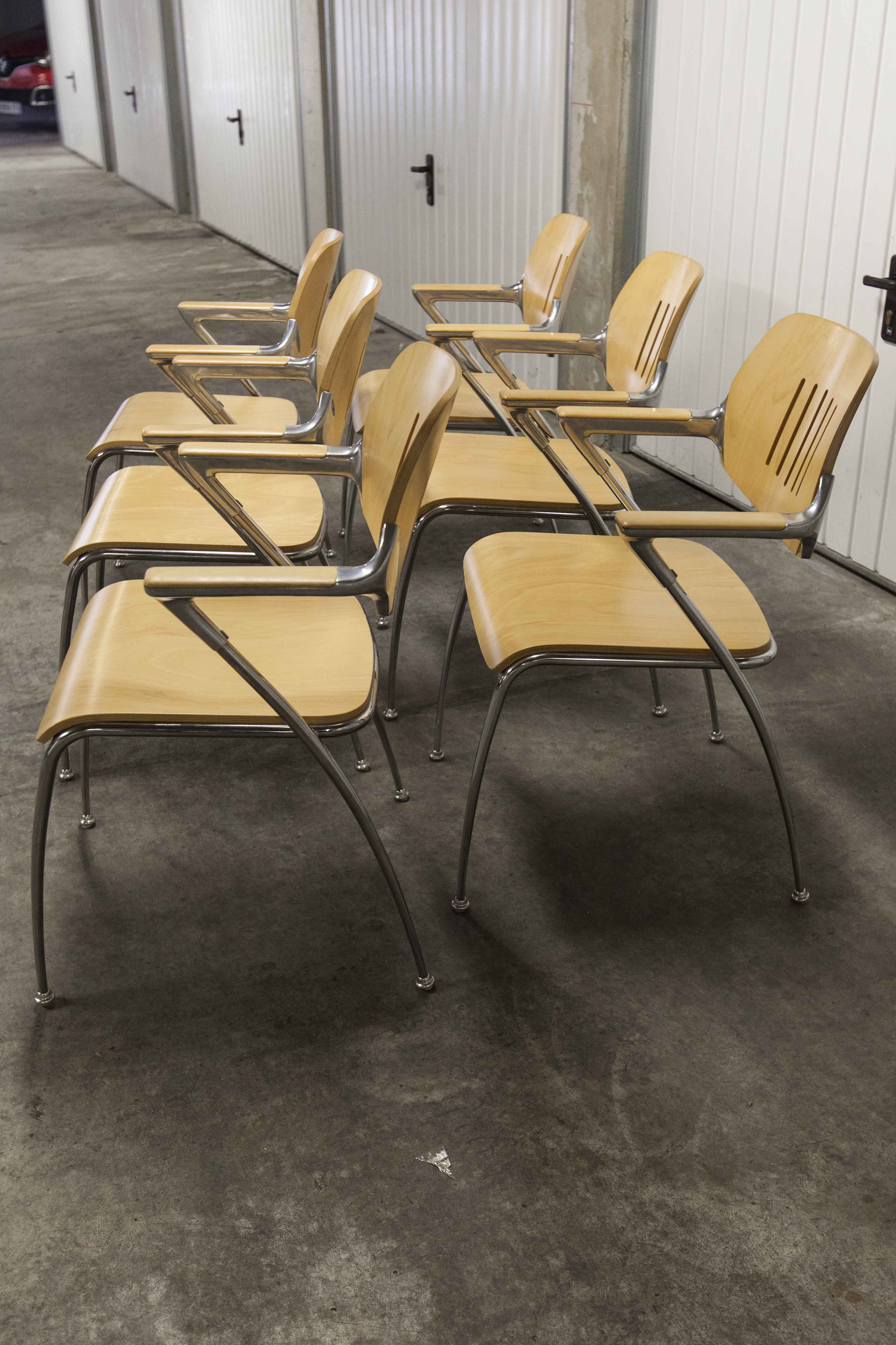 Lot of 6 "Golf" model chairs designed by Francesco Zaccone for the Brunner brand