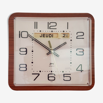 formica wall pendule clock with vintage Japy dateur