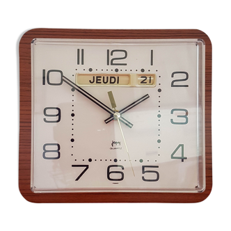 formica wall pendule clock with vintage Japy dateur