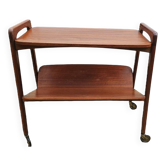 Rolling magazine rack in opal teak by Kleinmobel, 1960