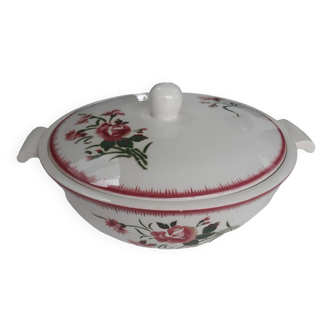 Digoin Sarreguemines tureen, flower bouquet model