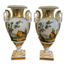 Paire de vases balustres à décor de paysages en porcelaine de paris époque napoléon iii