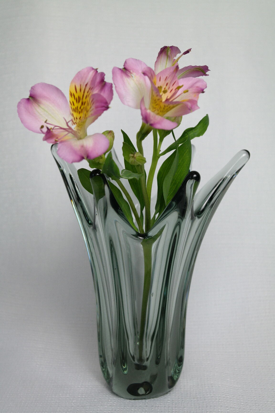 Vintage smoky grey Murano glass vase