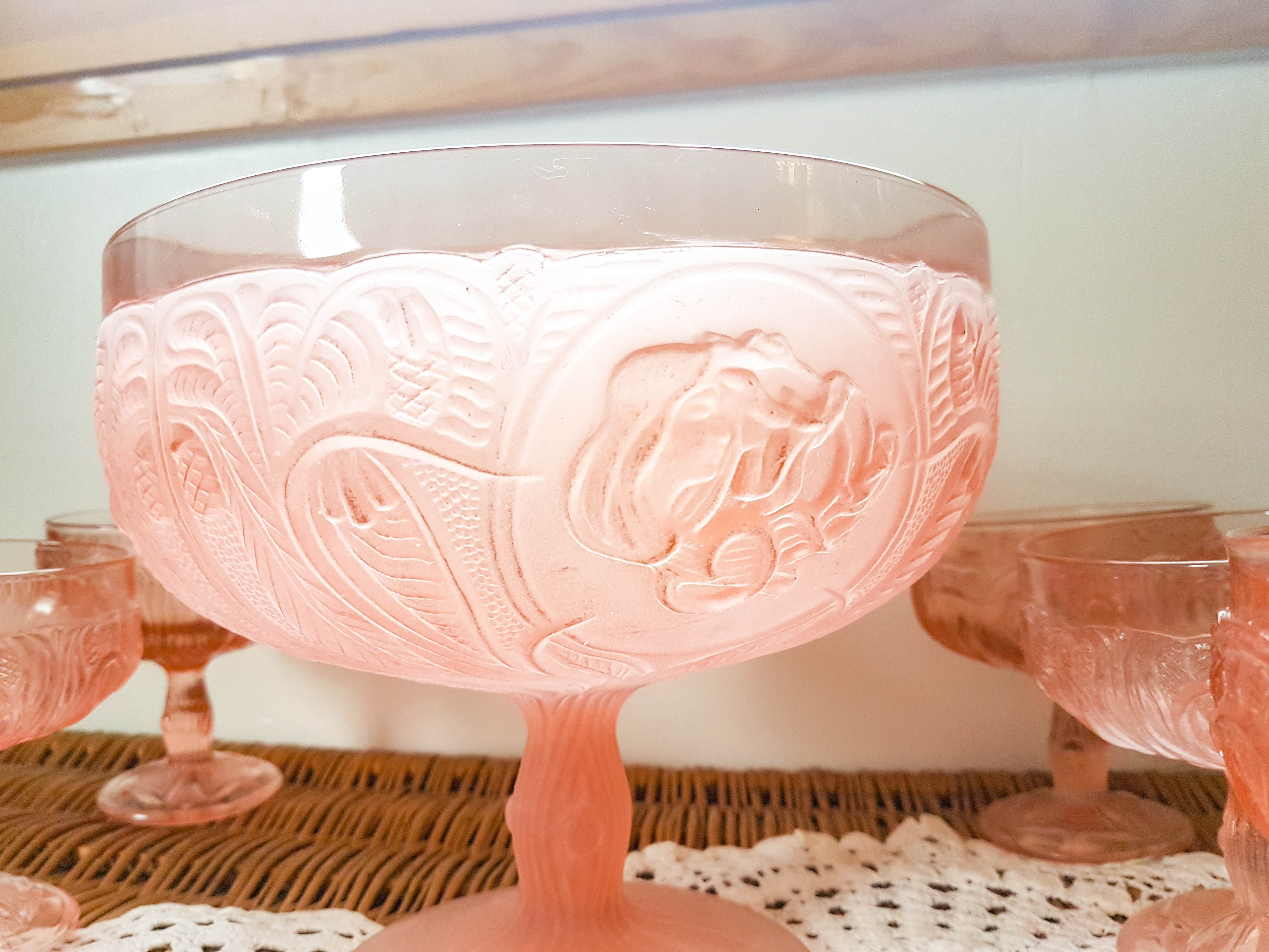 Pink Dessert Service Old Pink Glass Ice cream cups Pink Dish Cup