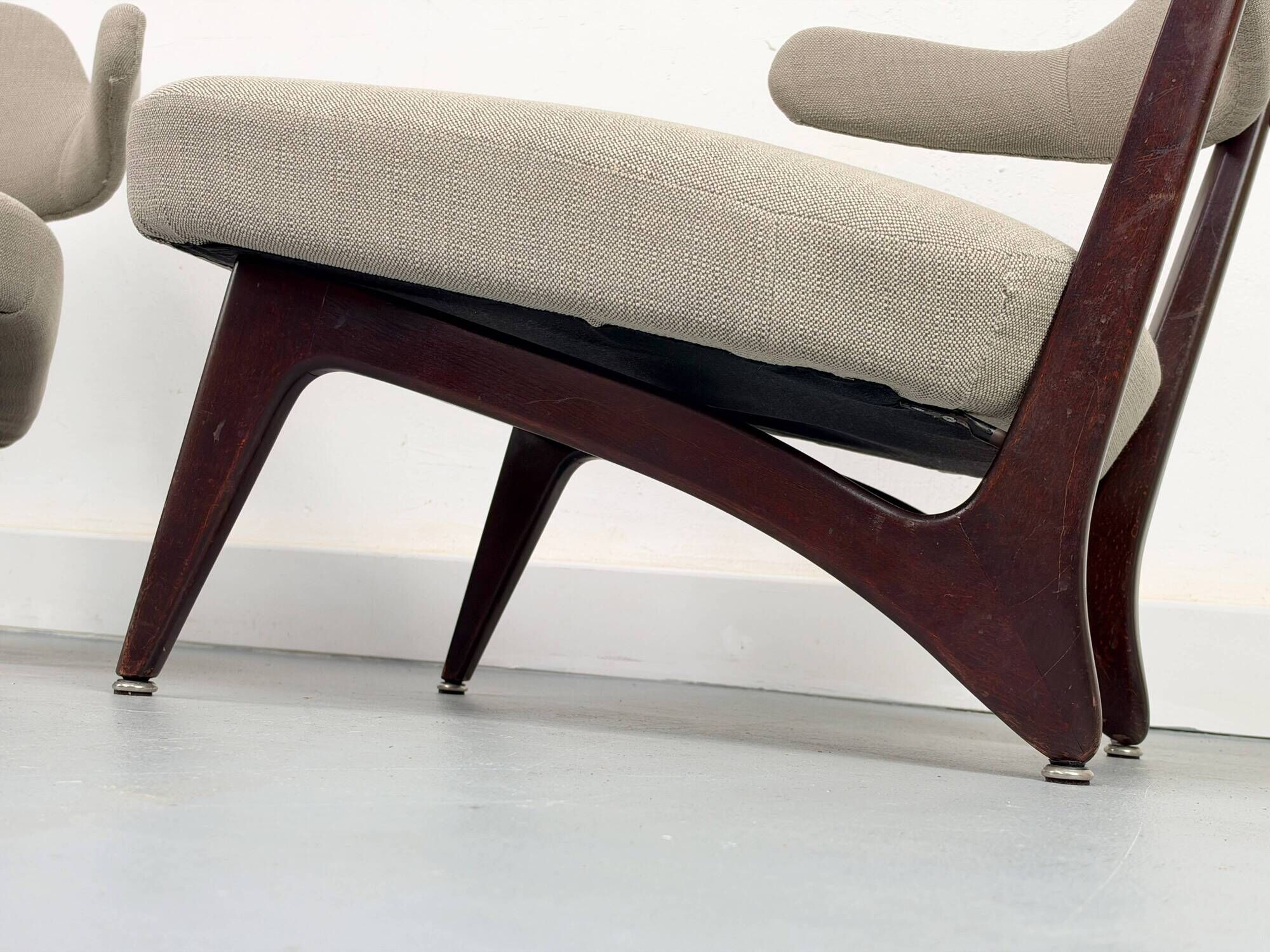 Lounge chairs with new fabric, 1950s, Set of 2