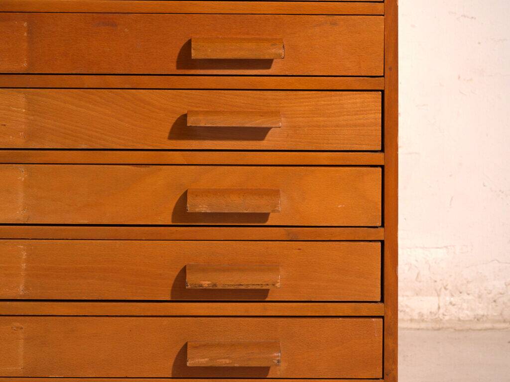 Antique plan cabinet in beech wood – Central Europe, circa 1960