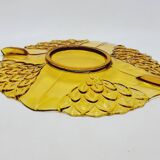 Ancien Plat Art Déco En Cristal Ambré Tchécoslovaquie