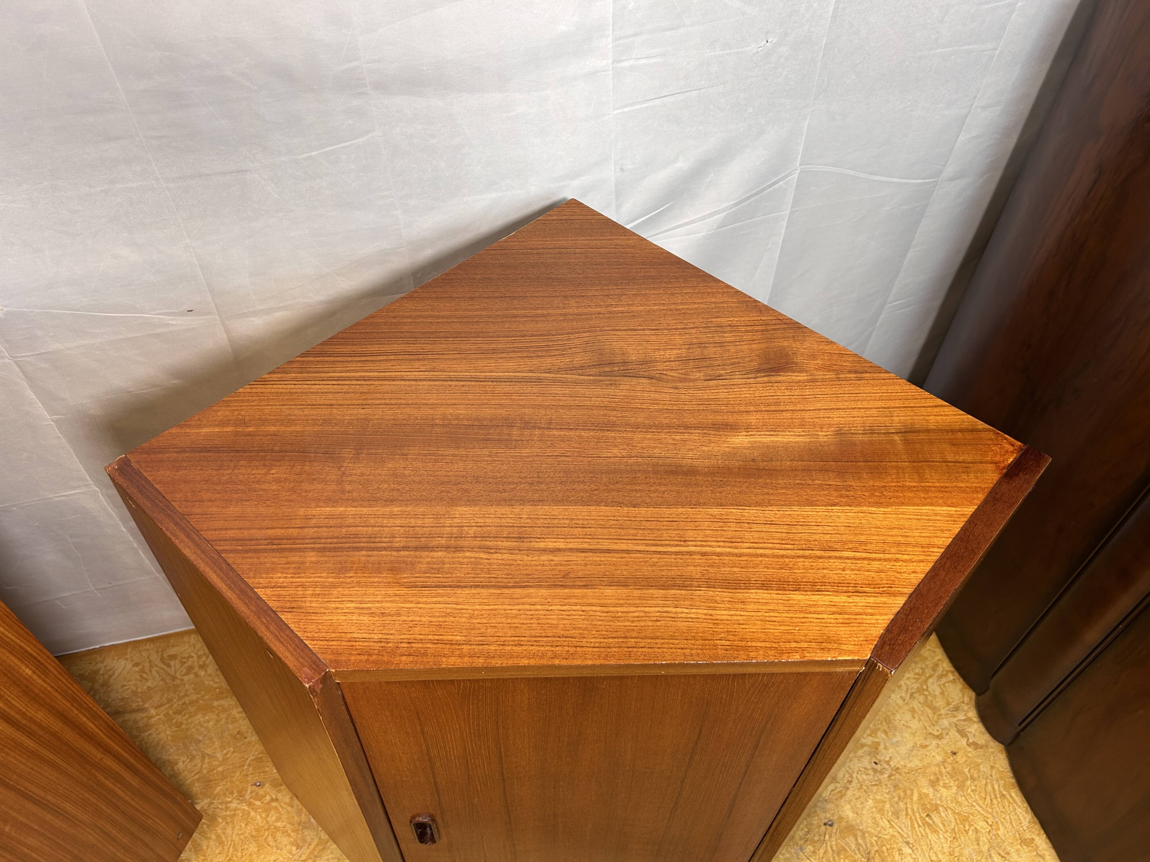 Mid-Century Retro Vintage Teak Pair of Corner Cabinets – 1960s Danish Desig