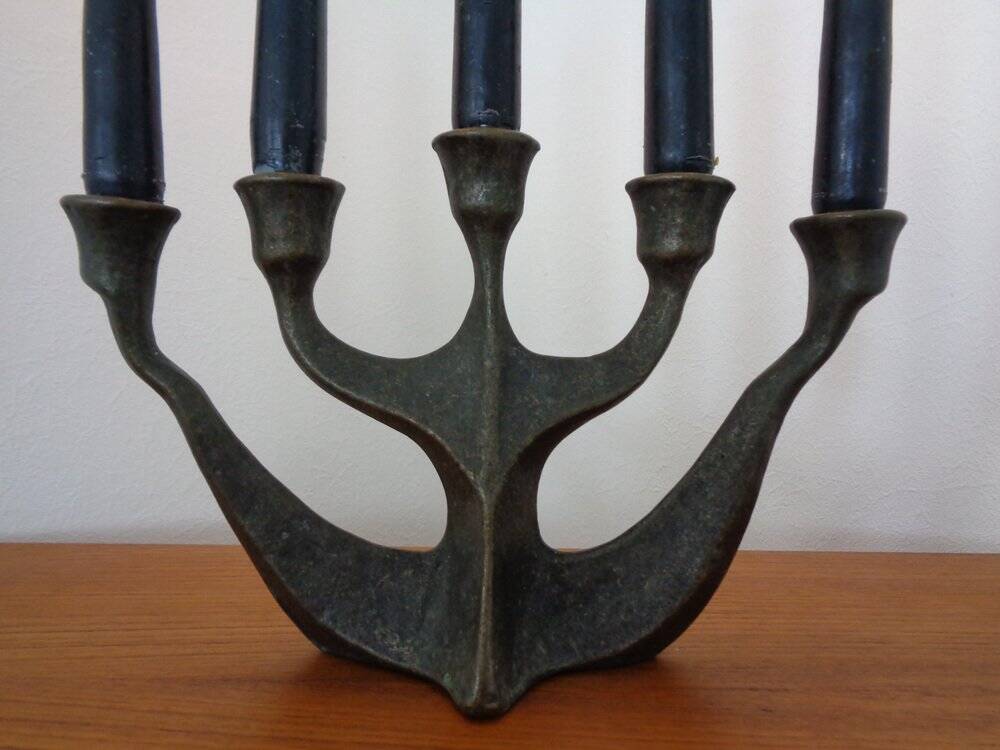 Brutalist Bronze Candleholder by Michael Harjes, 1960s