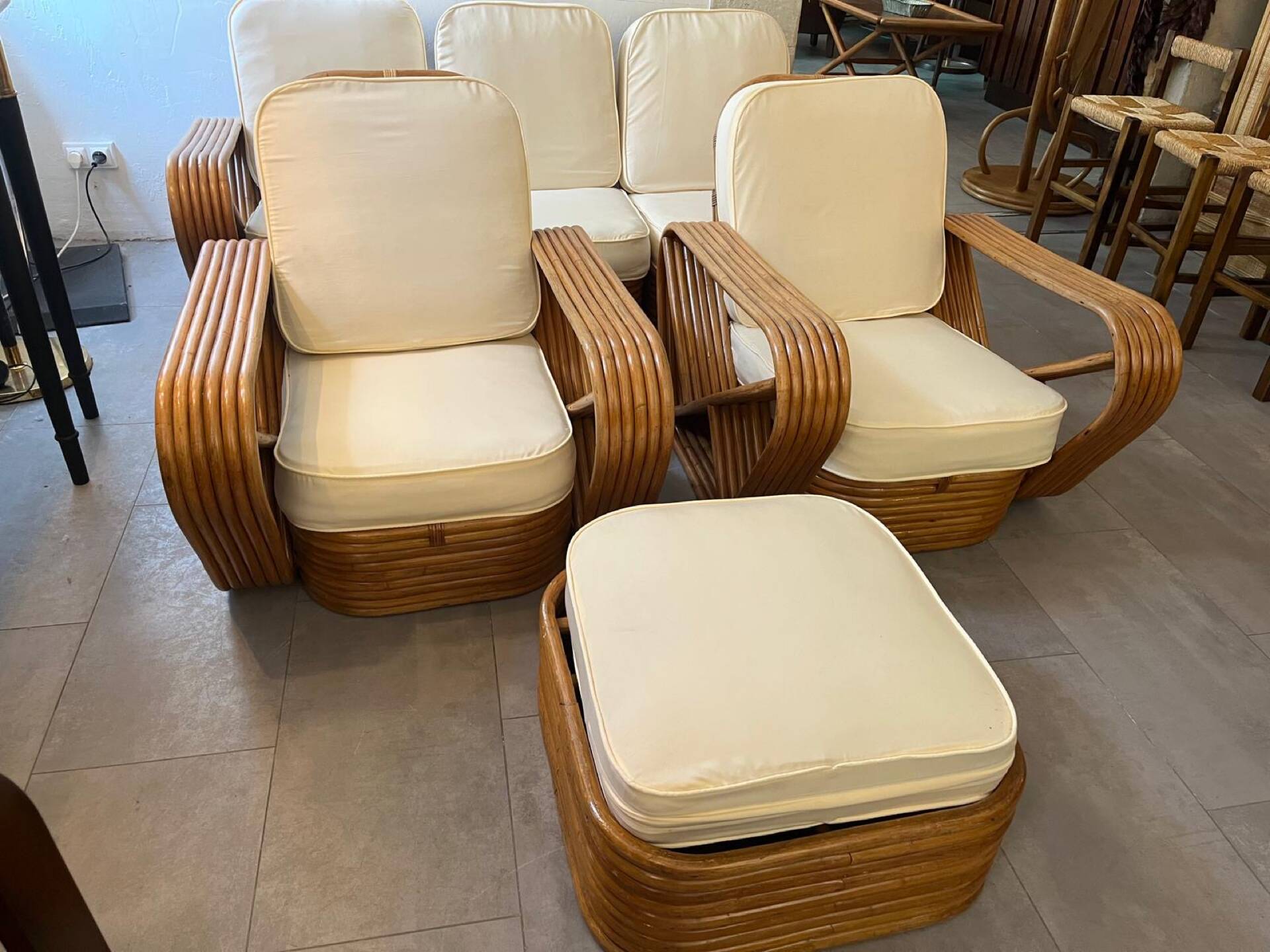 Rattan lounge by Paul Frankl