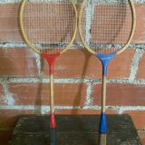 Paire de raquettes de badminton en bois, années 50
