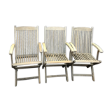 3 vintage folding garden chairs made of River Han teak