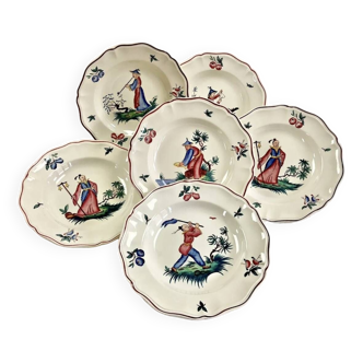 6 old soup plates with Chinese decoration Sarreguemines