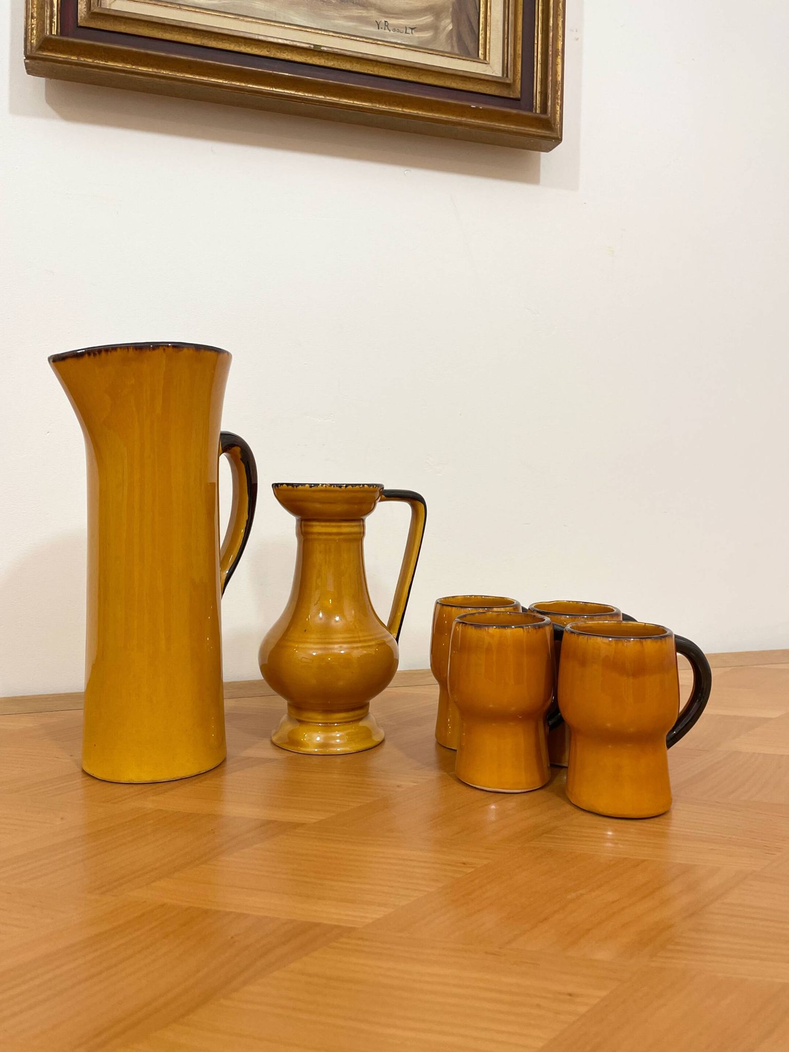 Ceramic orangeade service from Vallauris signed CPL - 1960s/70s
