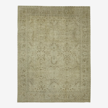 Hand-knotted persian vintage 1970s 285 cm x 377 cm beige wool carpet