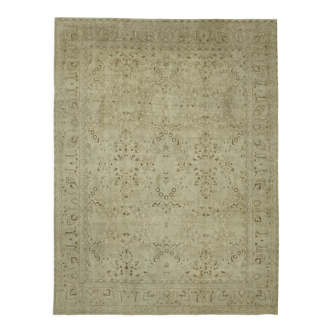 Tapis laine beige noué à la main des années 1970 285 cm x 377 cm laine beige