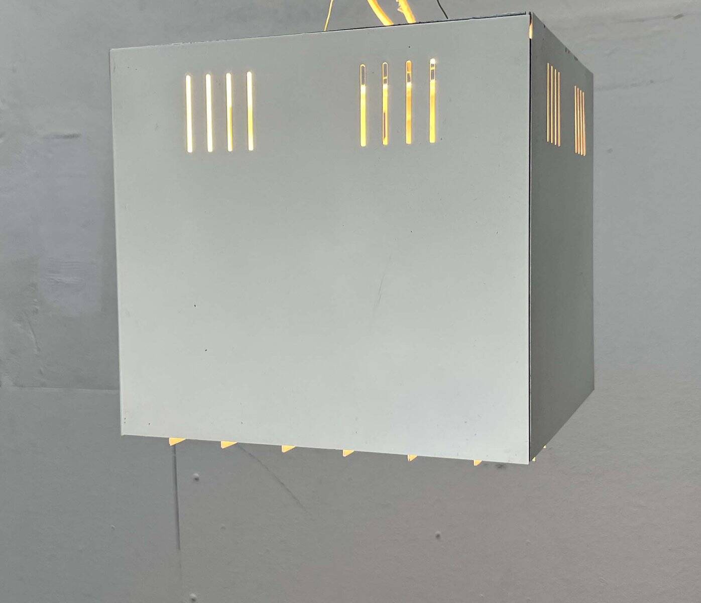 Modern minimalist cube ceiling light from the mid-century, Finland, 1960s.