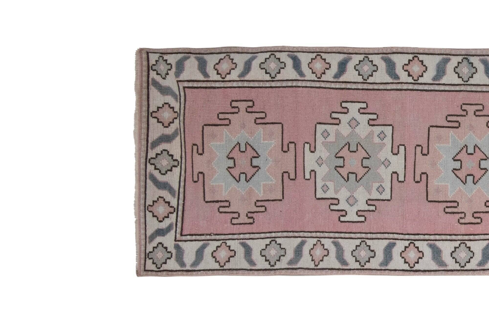 Vintage Turkish hallway rug 75x397 cm