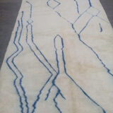 Moroccan Berber carpet Beni Ouarain with blue patterns 200x310cm
