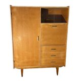 Vintage Scandinavian teak bookcase, vintage office cabinet secretary