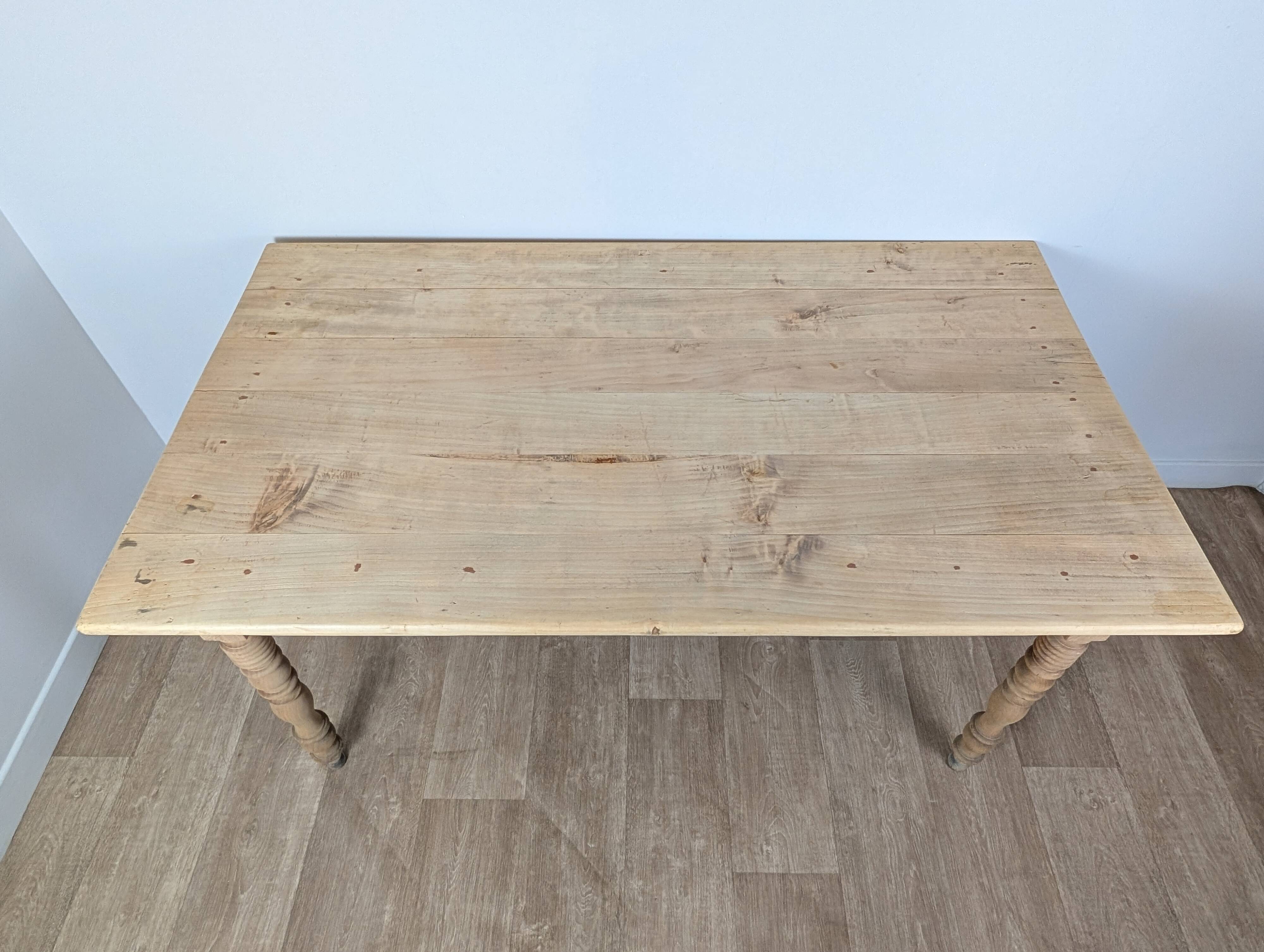 Raw wood farmhouse table