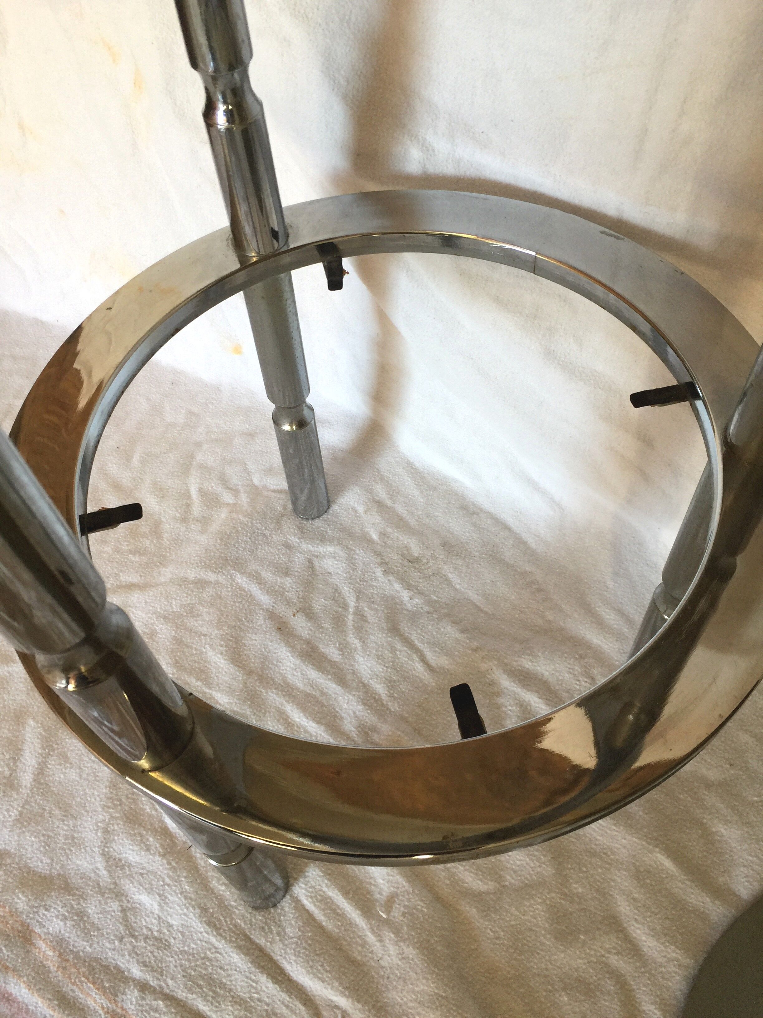 Round chrome and glass vintage eglomisé harness