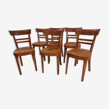 Suite of 6 chairs of bistrot Fischel 1930