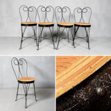 Set of 4 vintage wrought iron chairs from the 1940s.