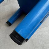 Blue plastic space age kids chair, bold italian design