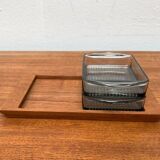 Plateau danois en teck du milieu du siècle avec verres de Lüthje Wood, lot de 3