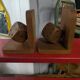 Pair of wooden dice bookends, circa 1960
