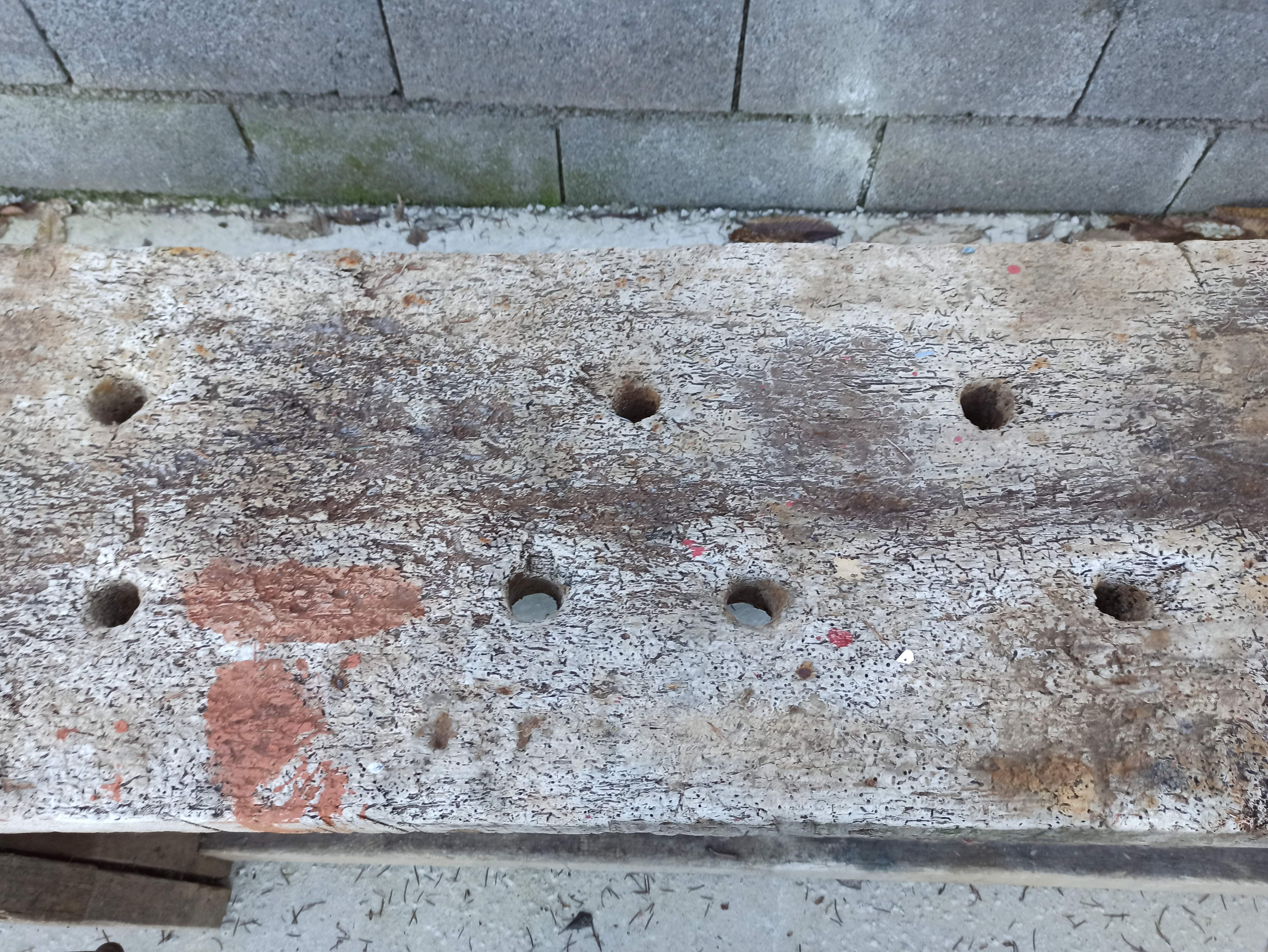 Wooden carpenter's workbench with iron and wooden vice