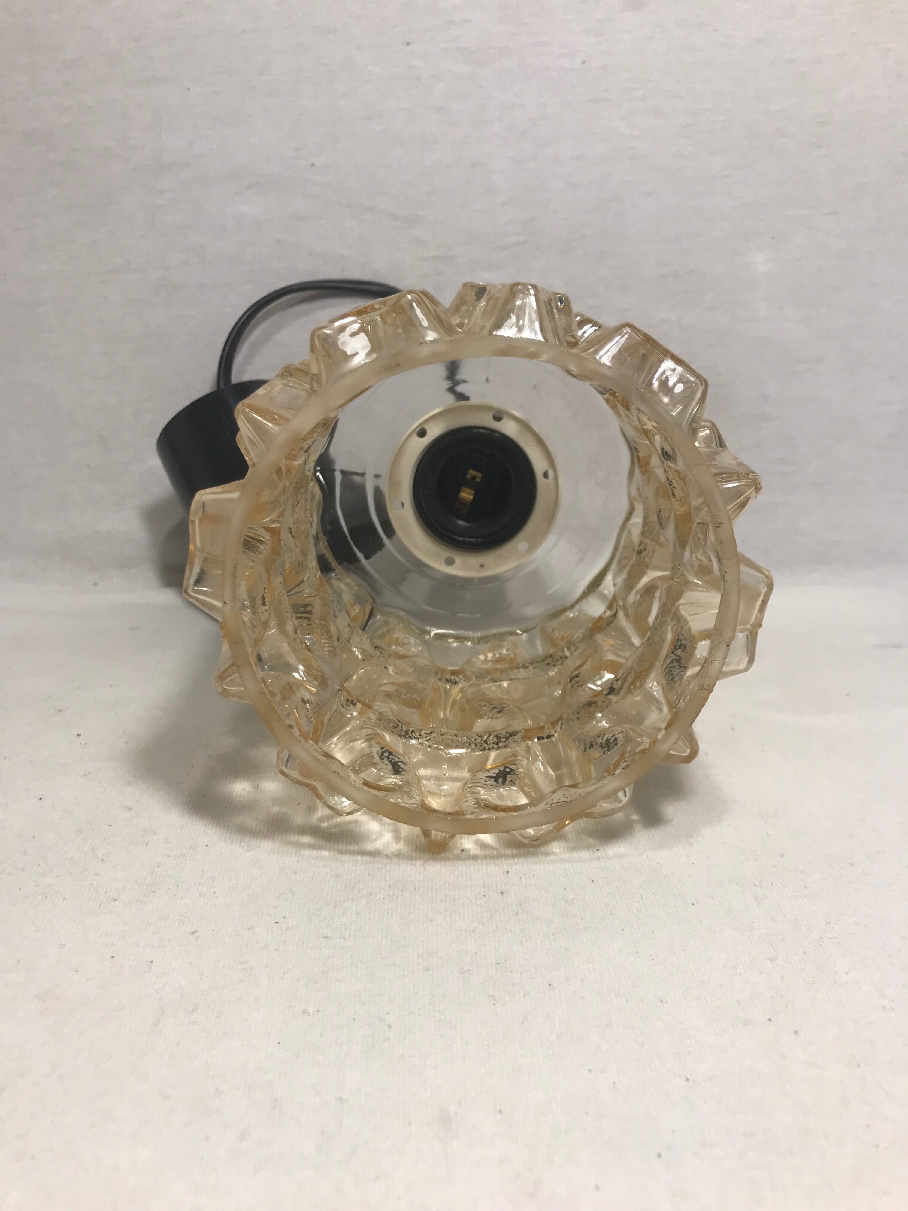 Vintage 70s molded glass pendant