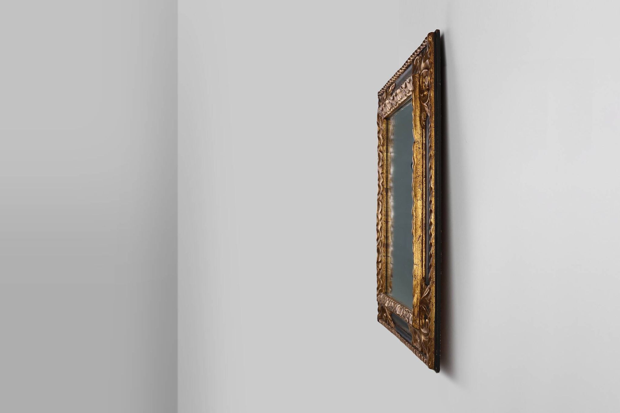 Carved Baroque Black and Giltwood Mirror, France 1850s