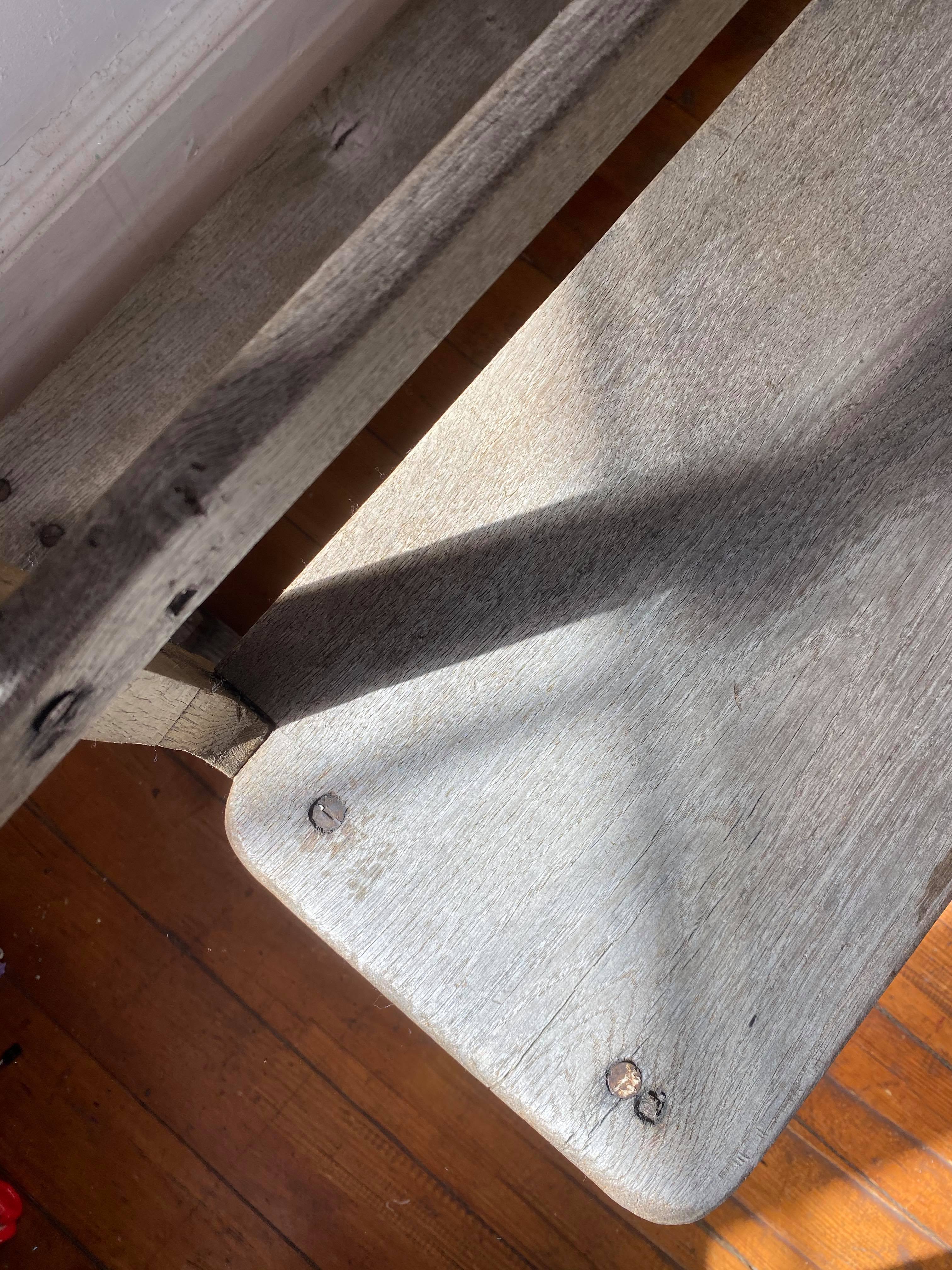 Very large church bench in patinated raw oak