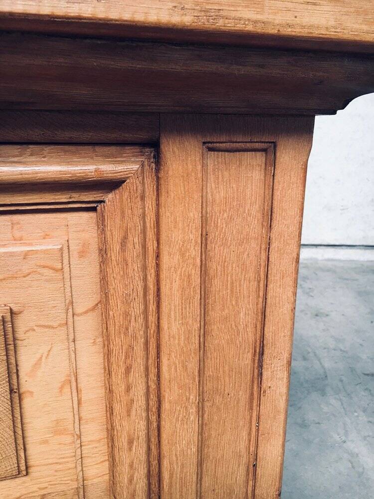 Brutalist Handcrafted Oak 2 Door Cabinet, Belgium, 1950s