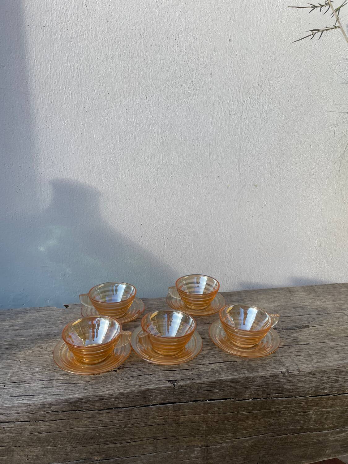 5 tasses à café en verre italiennes fumées Gondolo 