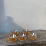 5 tasses à café en verre italiennes fumées Gondolo 