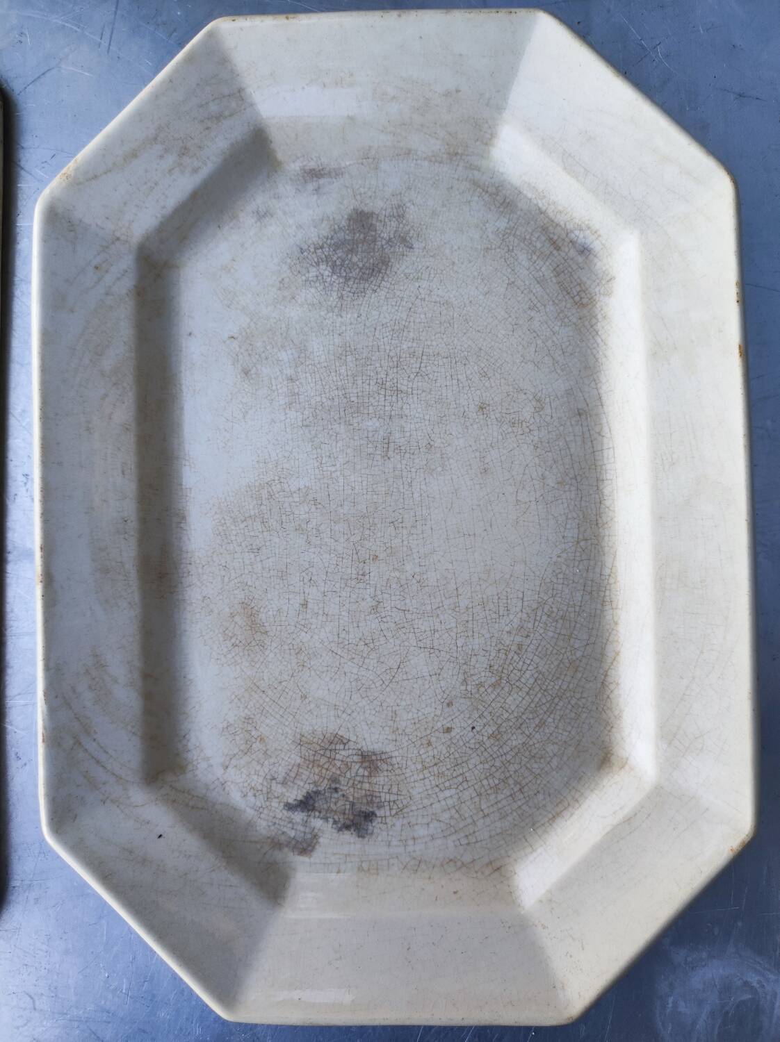 2 old earthenware dishes, one from Gien