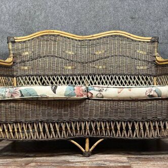 According to Henry Link: quality rattan bench circa 1940