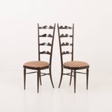 Set of two high ladder back Chiavari chairs attr. to Paolo Buffa, Italy