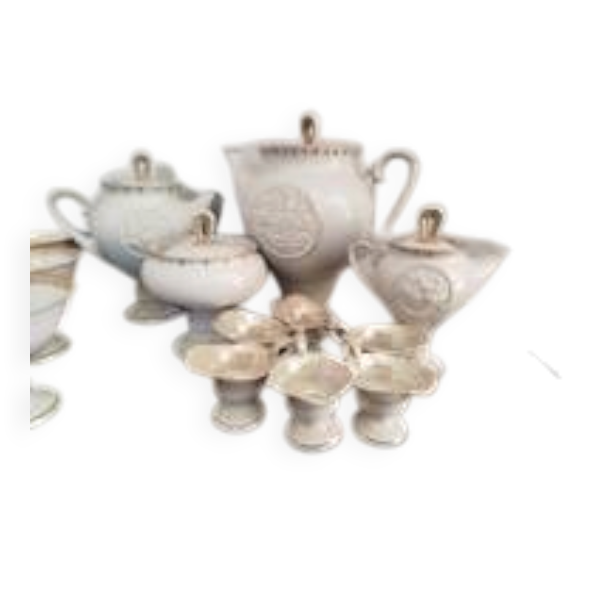 Luxury service of 16 pieces in pearlescent art porcelain - Signed DR PERLA, 1991