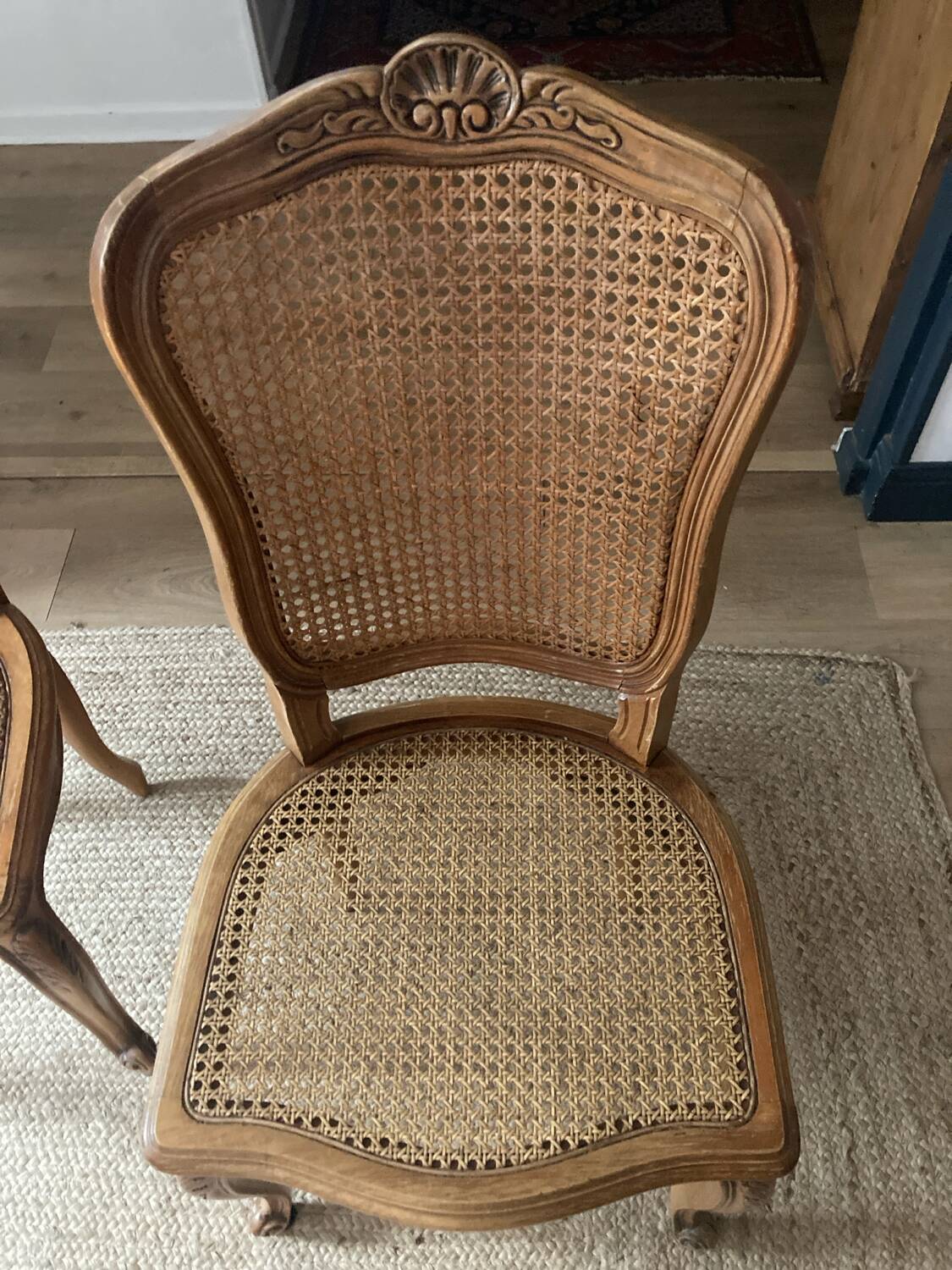 Two caned chairs