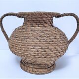 Vase in straw and plant fibers French folk art mid-twentieth century