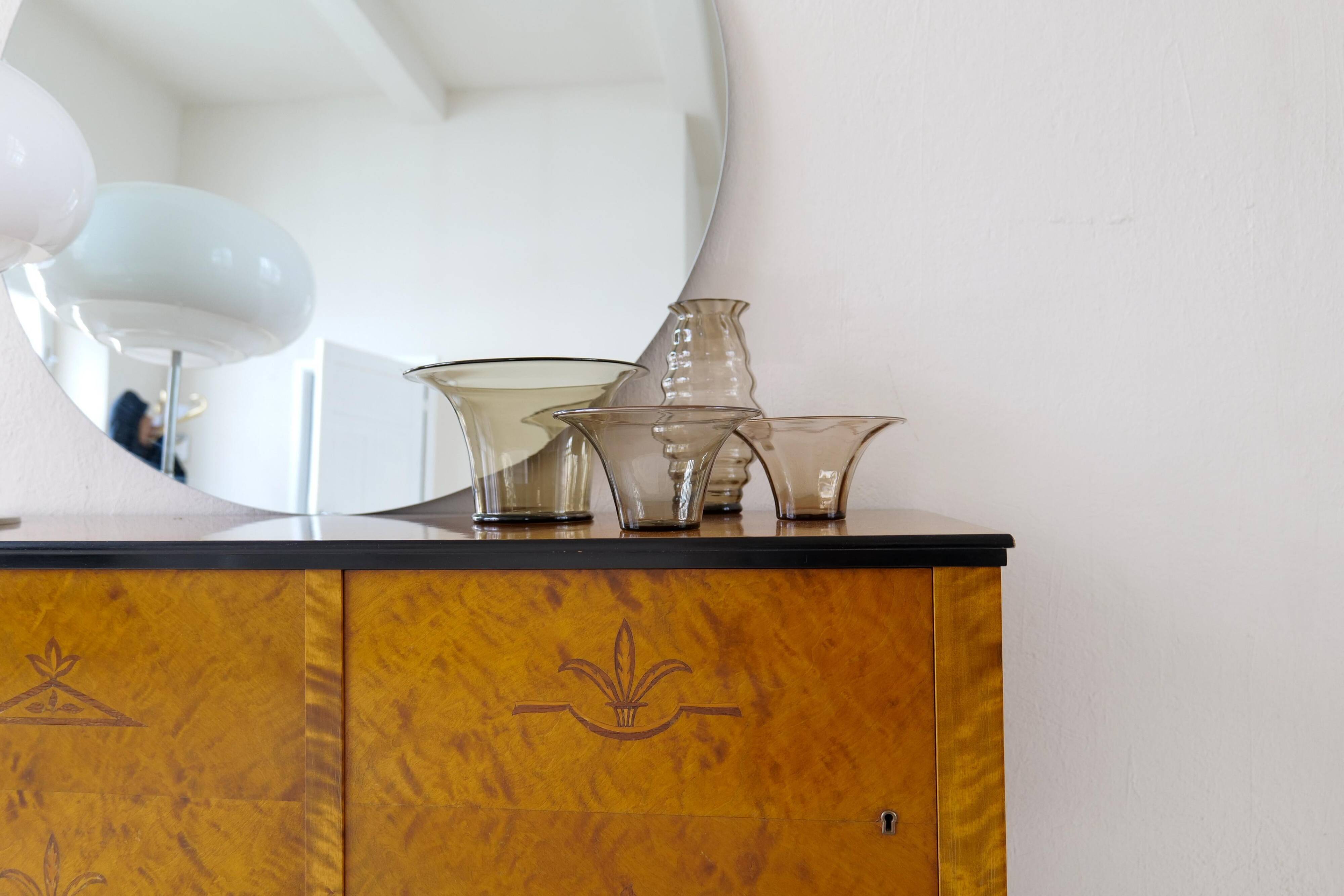 Art Deco Ensemble / Swedish Grace of 4 Glass Containers by Simon Gate Orrefors Sweden 1920s