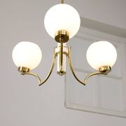Mid-century Italian Brass and Opaline Chandelier