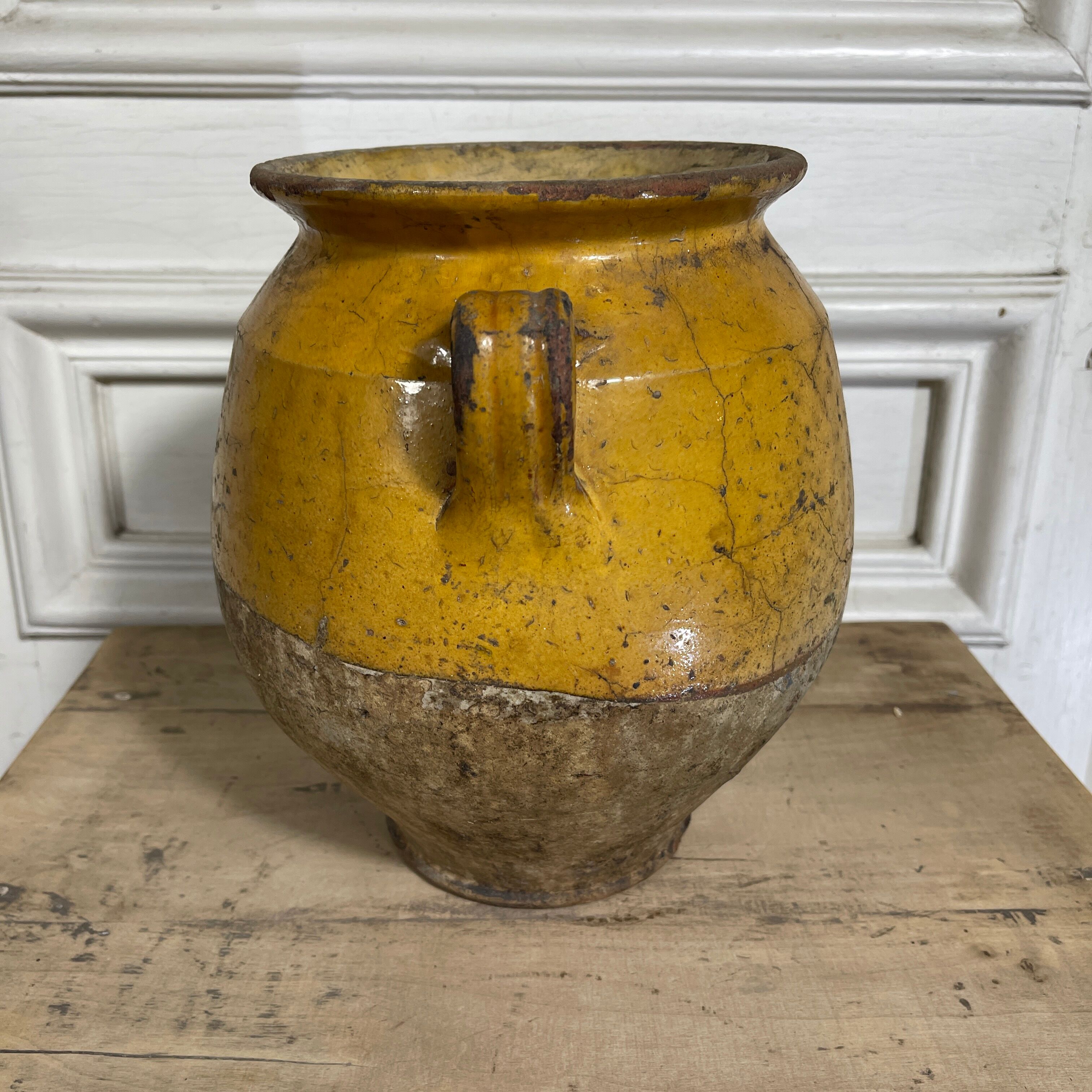 Confit pot in yellow glazed terracotta late 19th century