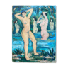 Painting "the bathers" by marcelle guetta-fattal (1922-2009) fauvism cubime