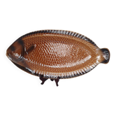 Sarreguemines / Grand plat de service forme poisson en céramique Barbo