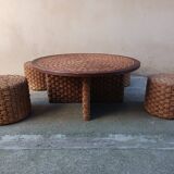 Coffee table and rope stools